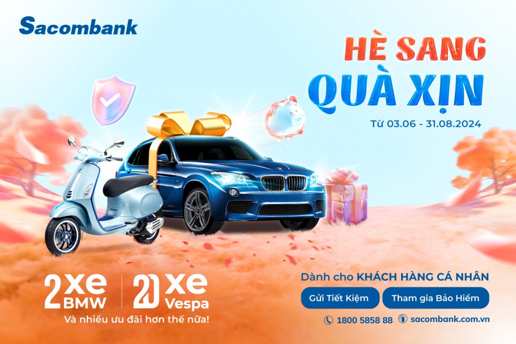 Hè săn cơ hội trúng 2 xe BMW cùng Sacombank