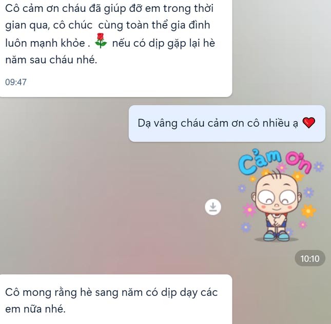 Những lời cảm ơn từ các mẹ tại làng trẻ SOS là động lực để Mai tiếp tục hành trình gieo con chữ. Những lời cảm ơn từ các mẹ tại làng trẻ SOS là động lực để Mai tiếp tục hành trình gieo con chữ.