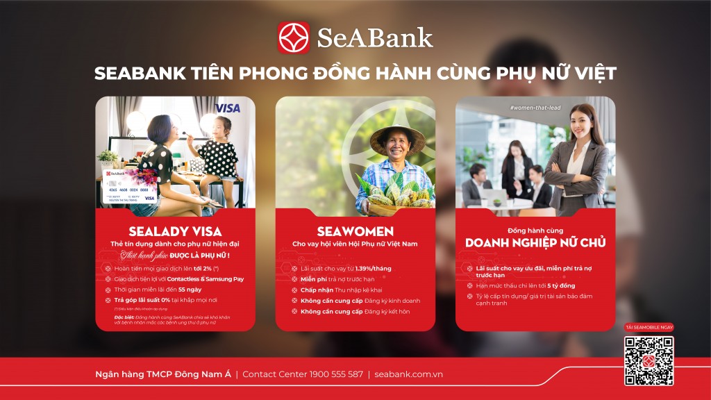 SeABank là ngân hàng đi tiên phong trong việc triển khai các sản phẩm, dịch vụ chuyên biệt dành cho phái nữ SeABank là ngân hàng đi tiên phong trong việc triển khai các sản phẩm, dịch vụ chuyên biệt dành cho phái nữ
