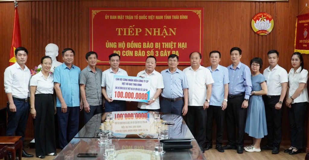 Công ty Cổ phần Việt Xô Gas Thái Bình Ủng hộ 100 triệu đồng cho đồng bào bị thiệt hại do bão số 3 gây ra Công ty Cổ phần Việt Xô Gas Thái Bình Ủng hộ 100 triệu đồng cho đồng bào bị thiệt hại do bão số 3 gây ra