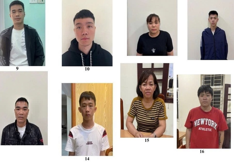 Một số đối tượng trong đường dây lừa đảo bị bắt giữ. Ảnh: Công an Quảng Trị